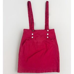 Allegra k Pinafore Jumper Dress High Waist Large Deep Red Adjustable Straps Twee
